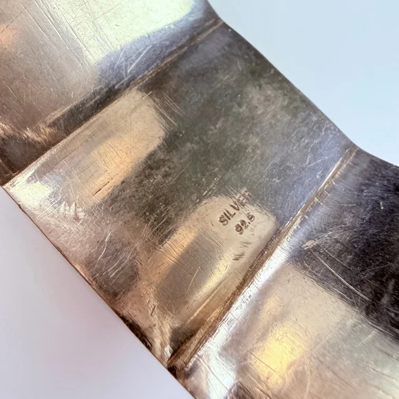 Artisan BIG Orange & Pale Jade Handmade 35mm Wide Sterling Silver Cuff Bracelet - Picture 9 of 11